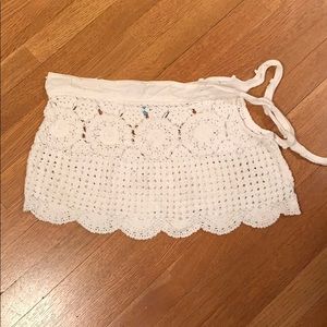 Letarte White handmade knit mini skirt coverup